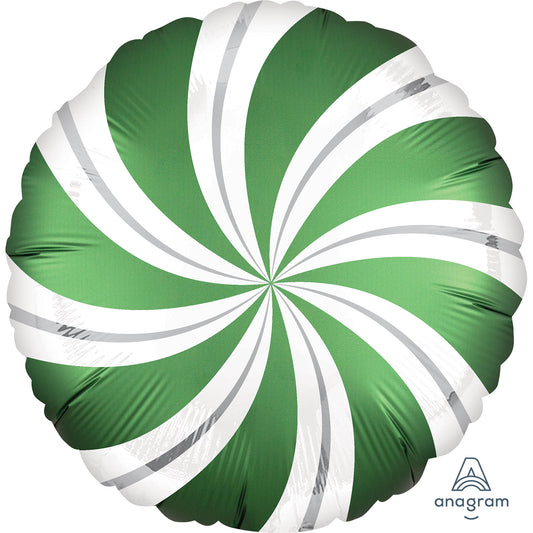 4027601 IP X5 - Satin Infused Emerald Candy Swirls Standard Foil Balloons S30 - 5 PC