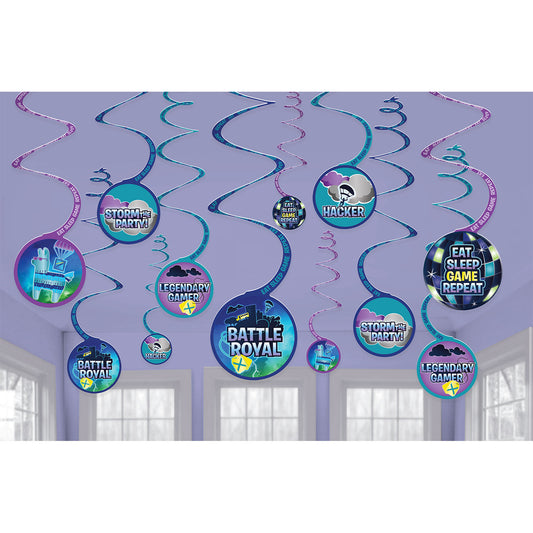 6702412 IP X12 - Battle Royal Swirl Decorations - 12 PKG/12