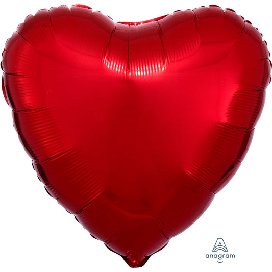 1058402 IP X10 - Metallic Red Heart Standard Unpackaged Foil Balloons S15 - 10 PC