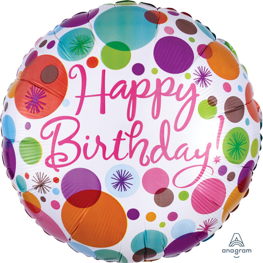 1816201 IP X5 - Happy Birthday Polka Dots Standard Foil Balloons S40 - 5 PC