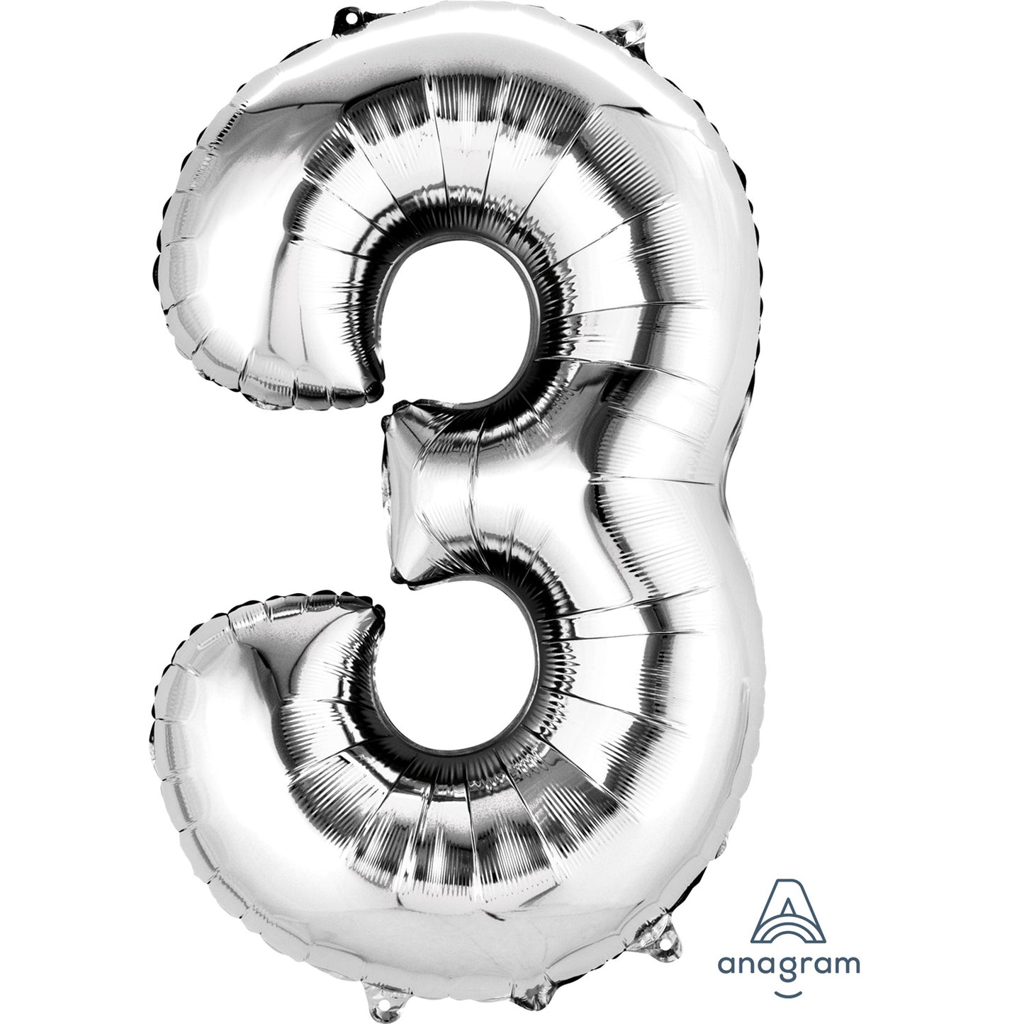 Number 3 Various Colours SuperShape Foil Balloons 21"/53cm w x 35"/88cm h P50 - 5 PC