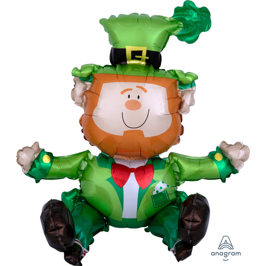 Sitting Leprechaun Foil Multi Balloons 18"/45cm w x 22"/55cm h A70 - 5 PC