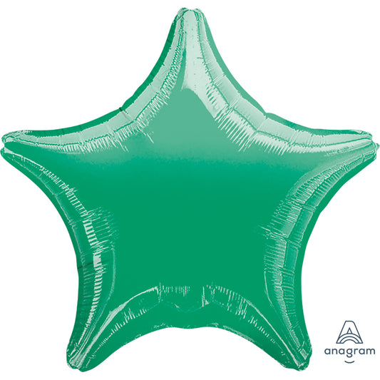 3055702 IP X10 - Metallic Green Star Unpackaged Standard Foil Balloons S15 - 10 PC