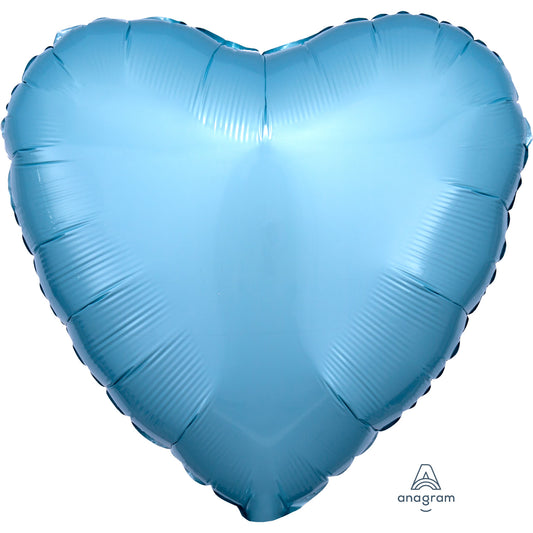 8004601 IP X5 - Metallic Pearl Pastel Blue Heart Standard Packaged Foil Balloons S15 - 5 PC