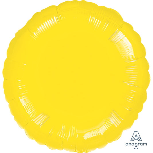 8005002 IP X10 - Metallic Yellow Circle Standard Unpackaged Foil Balloons S15 - 10 PC