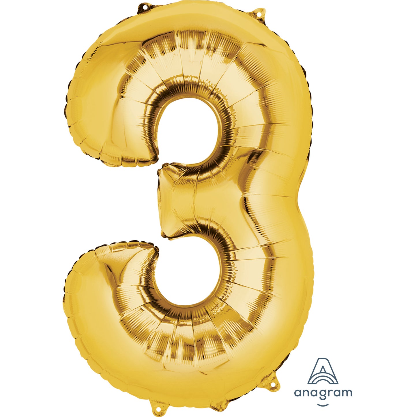 Number 3 Various Colours SuperShape Foil Balloons 21"/53cm w x 35"/88cm h P50 - 5 PC