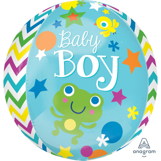 2877501 IP X5 - Sweet Baby Boy Orbz Foil Balloons 15"/38cm w x 16"/40cm h G20 - 5 PC