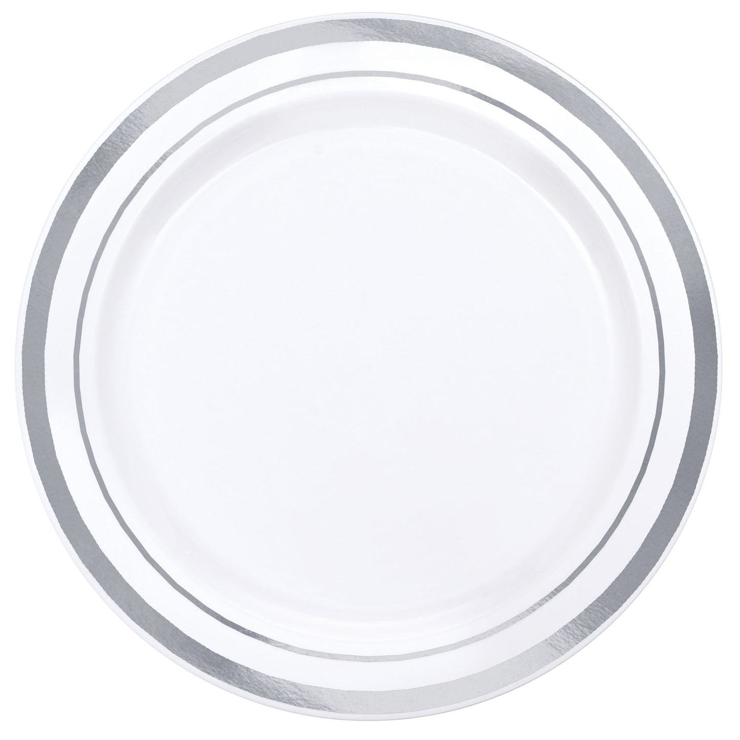 438995 IP X6 - Premium White Plastic Plates Silver Trim 16cm - 6 PKG/20