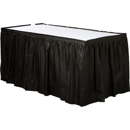 77025 - Black Plastic Table Skirts 4.26m x 73cm - 6 PC