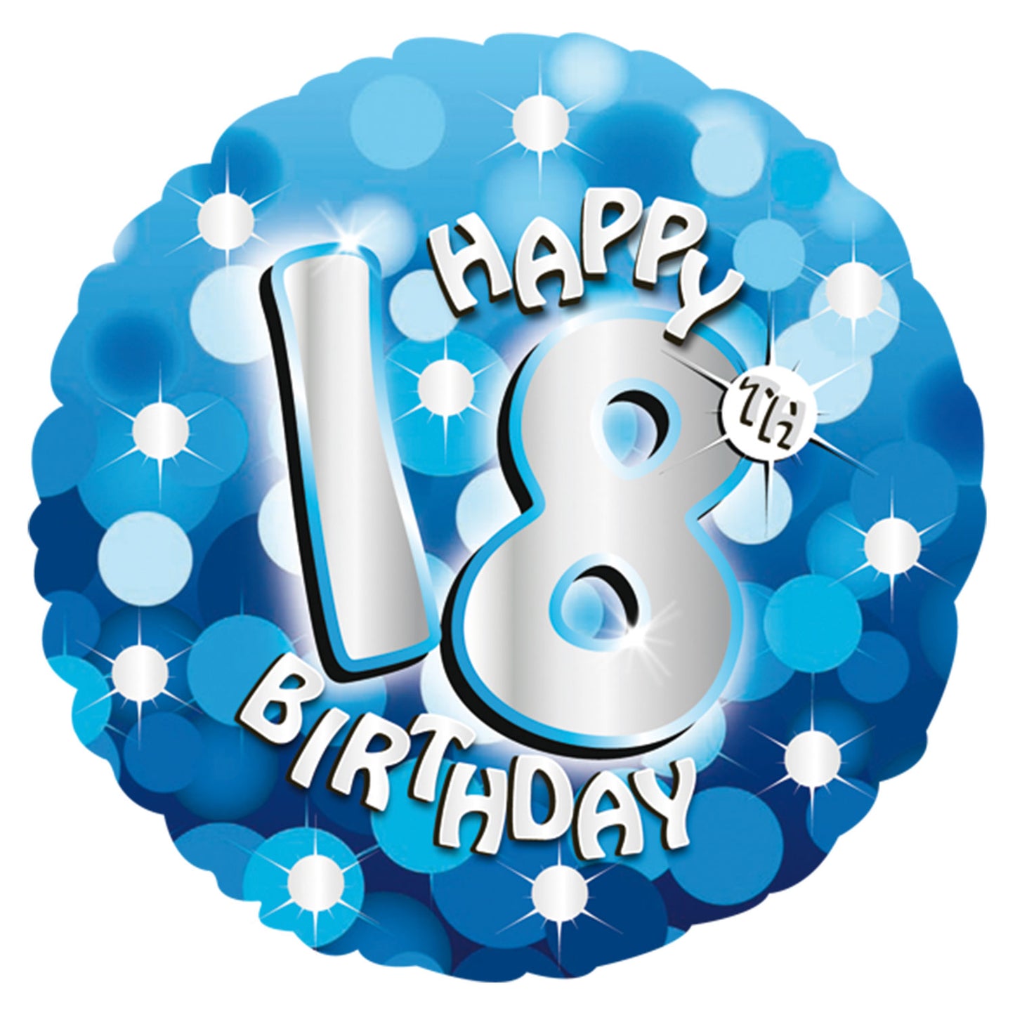 2366201 IP X5 - Blue Sparkle Party Happy Birthday 18th Standard Foil Balloons S40 - 5 PC
