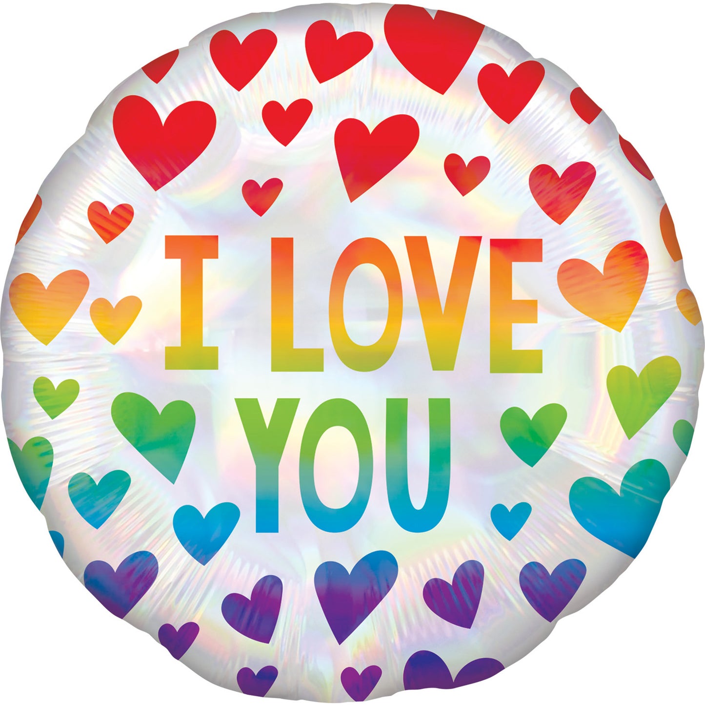 4048801 IP X5 - Rainbow Hearts Standard Holographic Iridescent HX Foil Balloons S40 - 5 PC