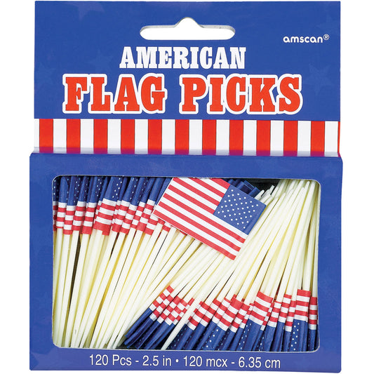 USA Flags Food Picks - 12 PKG/120