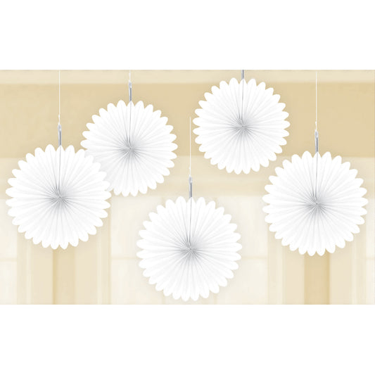 29055 - White Paper Mini Paper Fans 15cm - 6 PKG/5