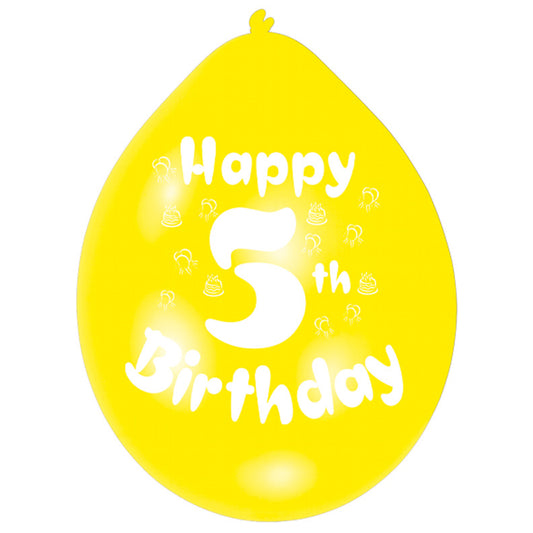 INT995548 IP X6 - Happy 5th Birthday Latex Balloons 22.8cm - 6 PKG/10