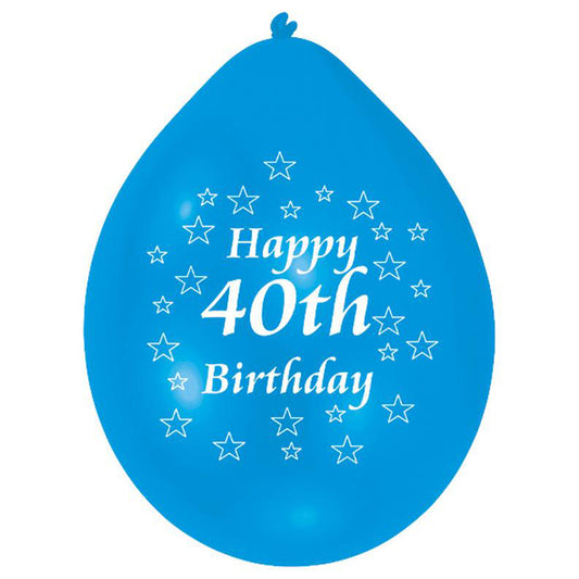 INT995573 IP X6 - Happy 40th Birthday Latex Balloons 22.8cm - 6 PKG/10