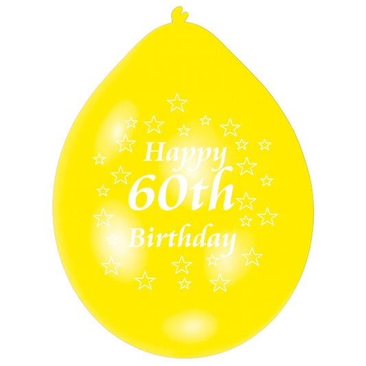 INT995576 IP X6 - Happy 60th Birthday Latex Balloons 22.8cm - 6 PKG/10