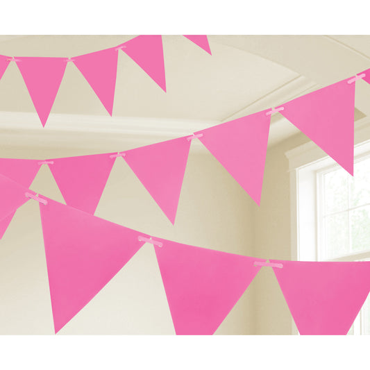 120099 - Bright Pink Paper Pennant Banners 4.5m - 6 PC
