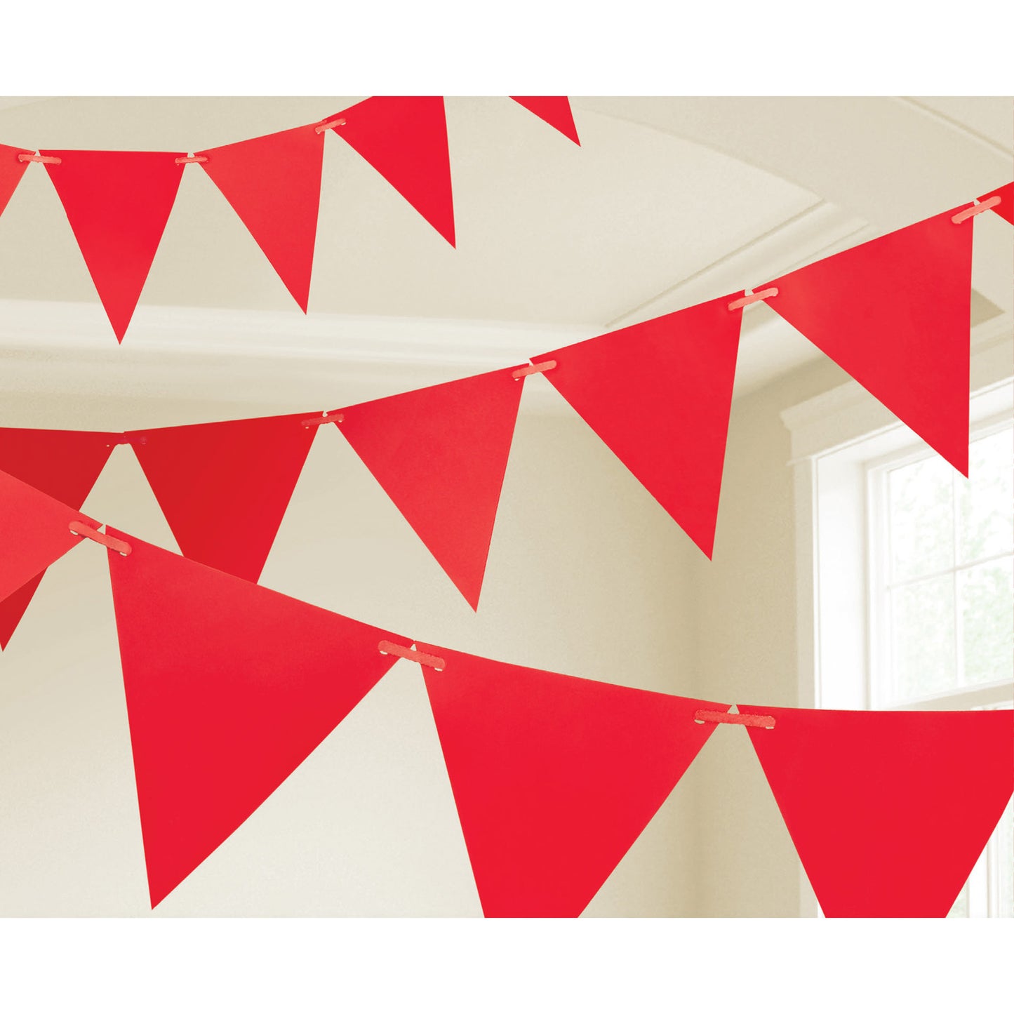 120099 - Red Paper Pennant Banners 4.5m - 6 PC