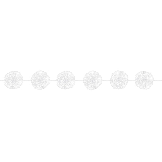 225555 - White Fluffy Garland Balls 3.65m x 13.9cm - 12 PKG/2