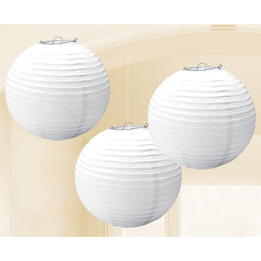 24055 - White Paper Lanterns 24cm - 6 PKG/3