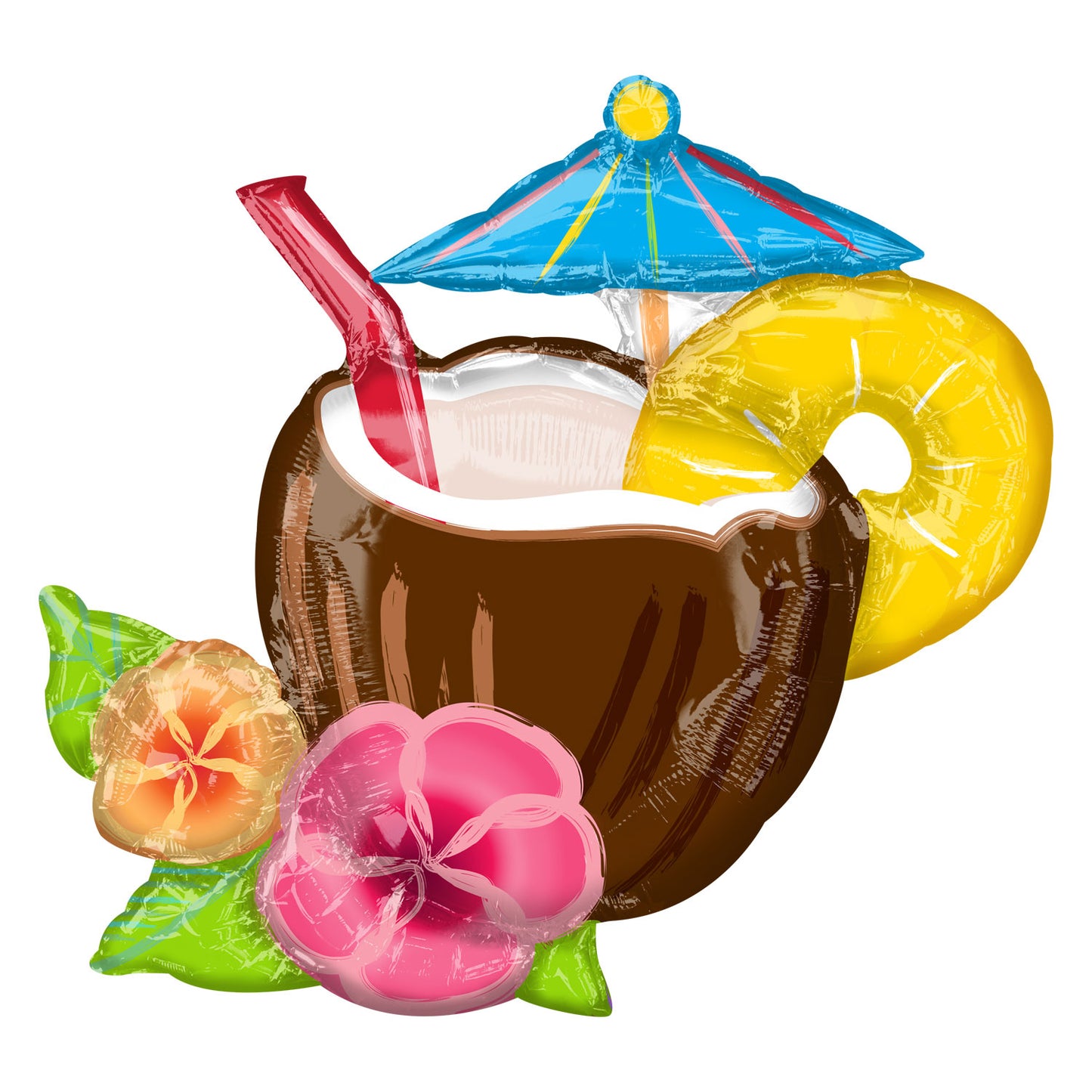 4123701 IP X5 - Coconut Pina Colada SuperShape Foil Balloons 30"/76cm w x 28"/71cm h P35 - 5 PC