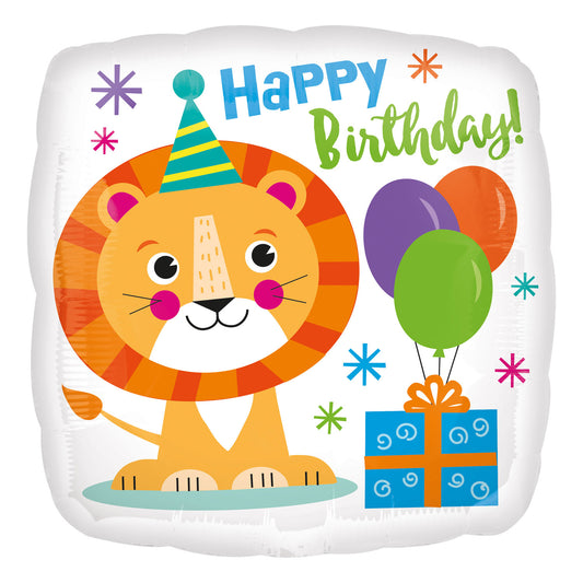 4129501 IP X5 - Happy Birthday Lion Standard HX Foil Balloons S40 - 5 PC