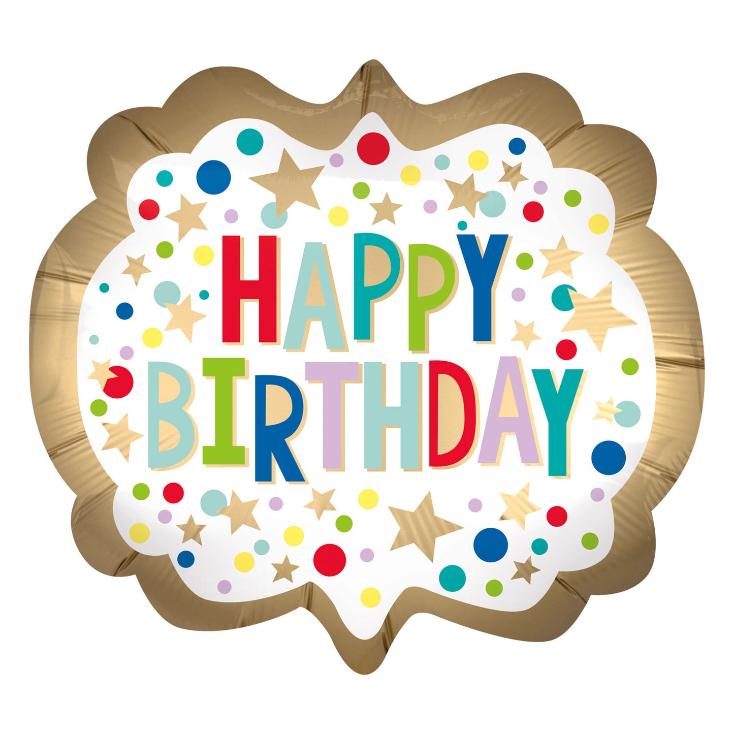 4126001 IP X5 - Gold Satin Marquee Dots SuperShape Foil Balloons 25"/63cm w x 22"/55cm h P35 - 5 PC