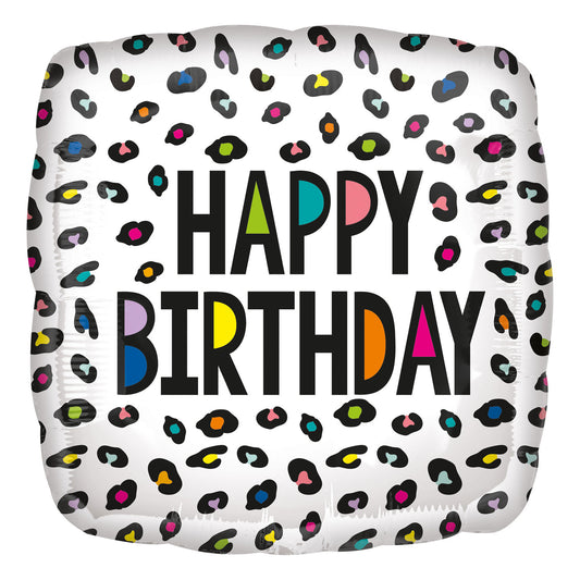 4130601 IP X5 - Rainbow Leopard Birthday Standard HX Foil Balloons S40 - 5 PC