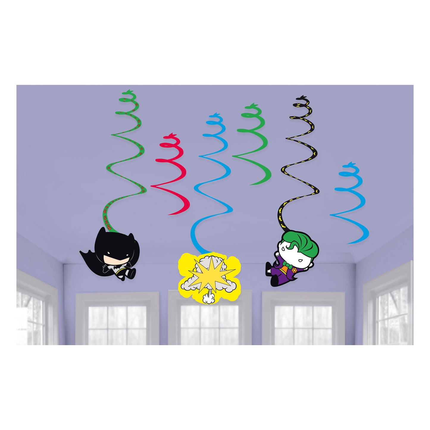 9907400 IP X6 - Batman v Joker Swirl Decorations - 6 PKG/6