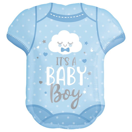 4191201 IP X5 - Baby Boy Onesie SuperShape Foil Balloons 22"/55cm w x 24"/60cm h P35 - 5 PC