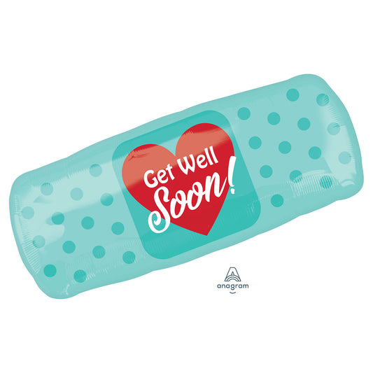 4170001 IP X5 - Get Well Soon Bandaid SuperShape Foil Balloons 15"/38cm w 29"/73cm h P30 - 5 PC