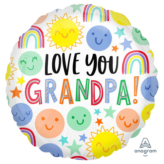 4198601 IP X5 - Love You Grandpa Standard HX Foil Balloons S40 - 5 PC