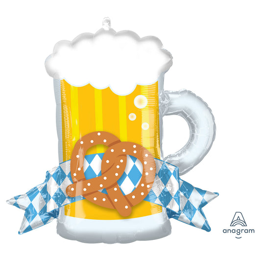 4198901 IP X5 - Oktoberfest Mug SuperShape Foil Balloons 26"/66cm w x 25"/63cm h P30 - 5 PC
