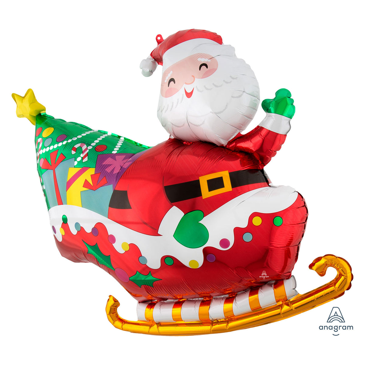 4204101 IP X5 - Santa's Sleigh SuperShape XL Foil Balloons 30"/76cm x 27"/71cm P35 - 5 PC