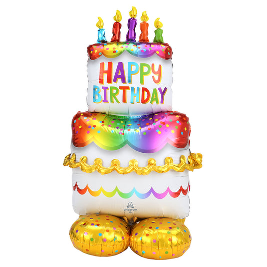 4244911 IP X3 - Birthday Cake AirLoonz Large Foil Balloons 27"/68cm x 53"/134cm P70 - 3 PC
