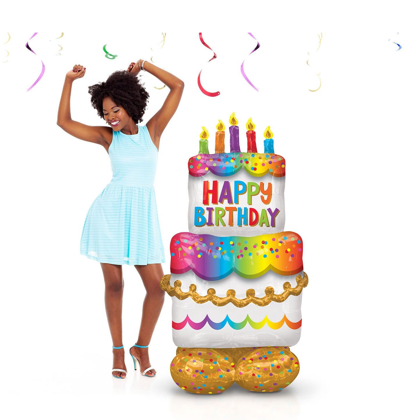 4244911 IP X3 - Birthday Cake AirLoonz Large Foil Balloons 27"/68cm x 53"/134cm P70 - 3 PC