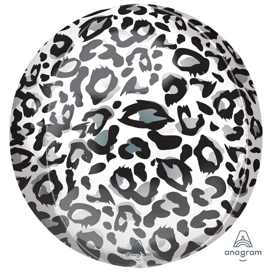 4241301 IP X5 - Snow Leopard Print Orbz Packaged Foil Balloons G20 - 5 PC