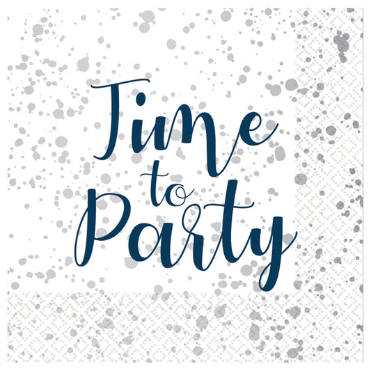 9908633 IP X6 - Time to Party Hot Stamped Luncheon Napkins 33cm - 6 PKG/16