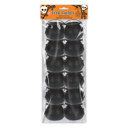 Cauldron Treat Plastic Buckets 6cm - 6 PKG/12