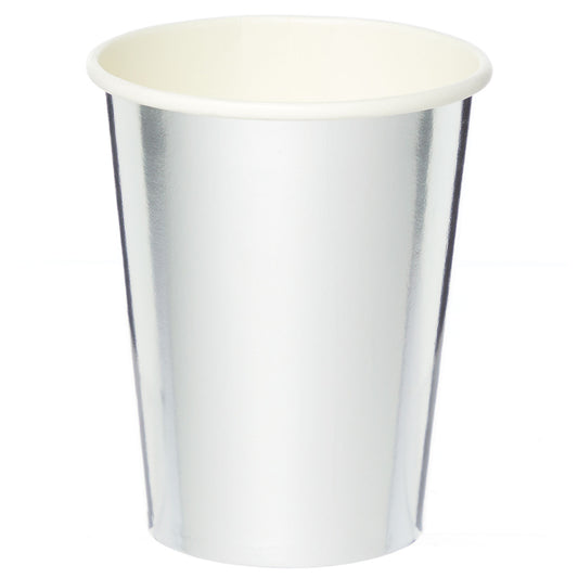 9908655 IP X6 - Metallic Silver Paper Cups 250ml - 6 PKG/8