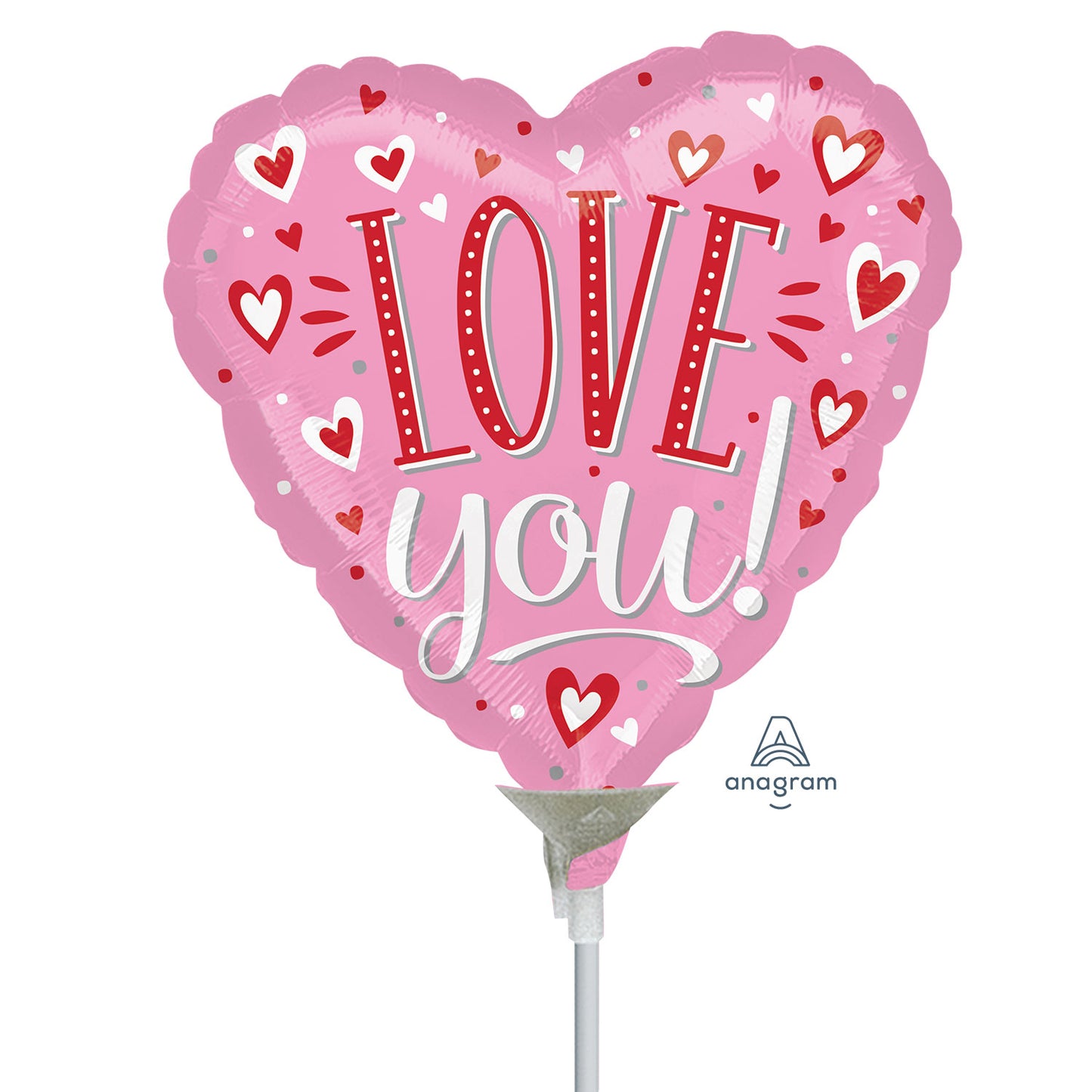 4054709 IP X5 - Love You White Mini Uninflated Foil Balloons A15 - 5 PC