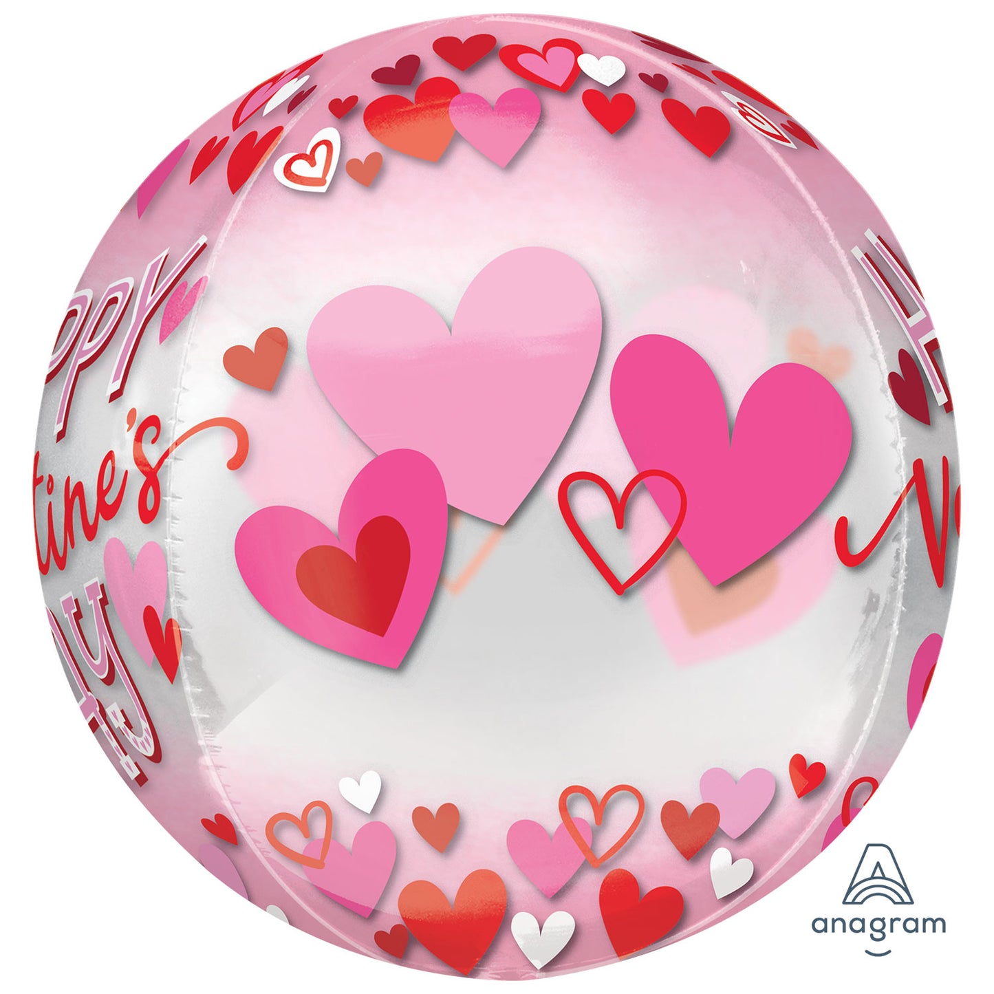 4068401 IP X5 - Happy Valentine's Day Pink & Red Hearts Orbz Foil Balloons 15"/38cm x 16"/40cm G20 - 5 PC