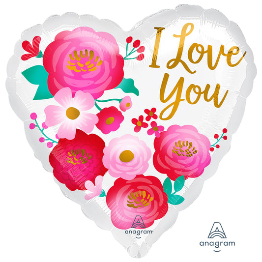 4225901 IP X5 - Love You Ombre Flowers Standard HX Foil Balloons S40 - 5 PC