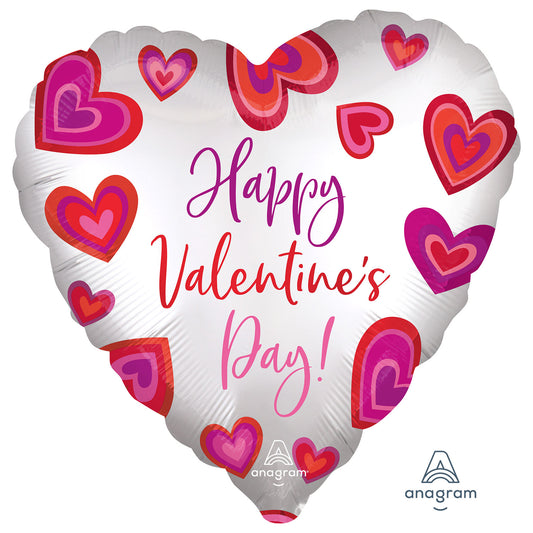 4227601 IP X5 - Happy Valentine's Day Floating Hearts Satin Luxe Standard HX Foil Balloons S40 - 5 PC
