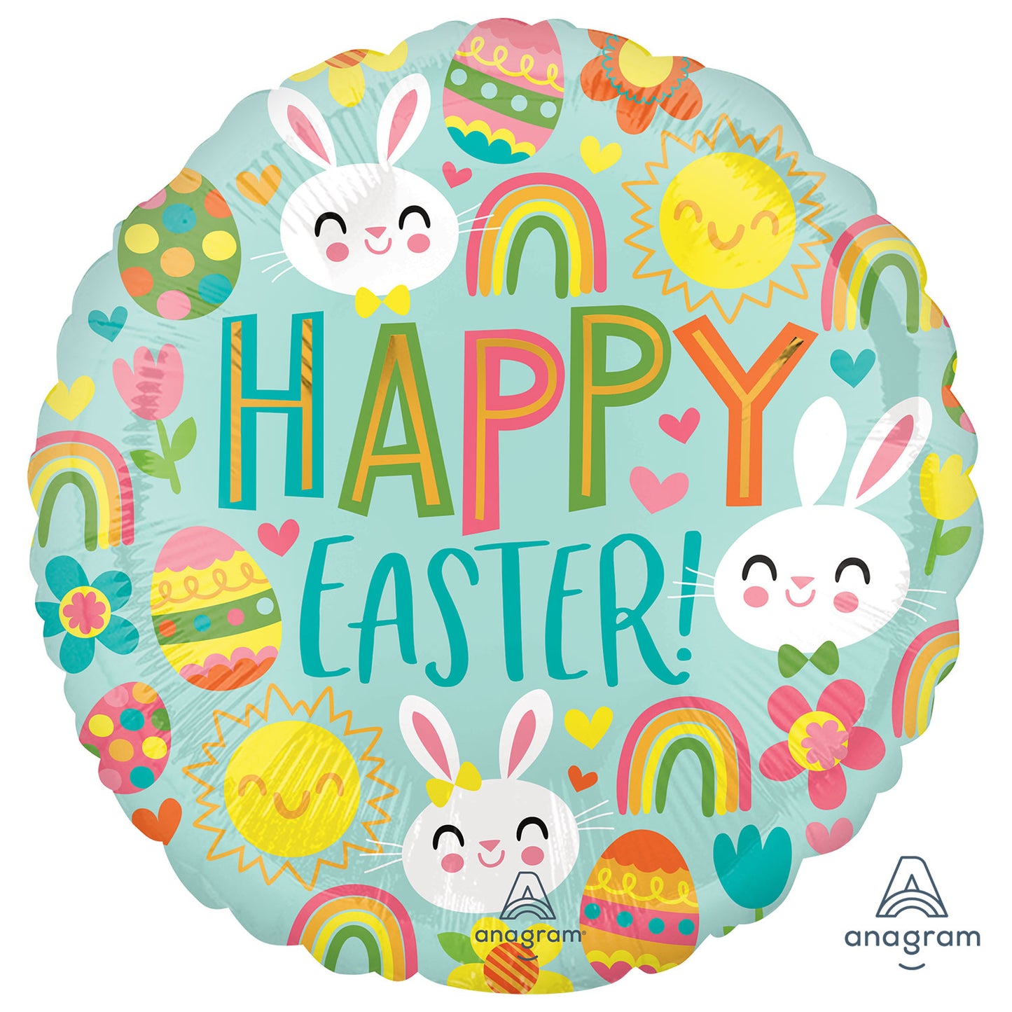 4234901 IP X5 - Happy Easter Icons Standard Square HX Foil Balloons S40 - 5 PC