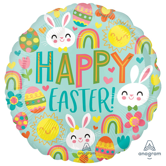 4234901 IP X5 - Happy Easter Icons Standard Square HX Foil Balloons S40 - 5 PC
