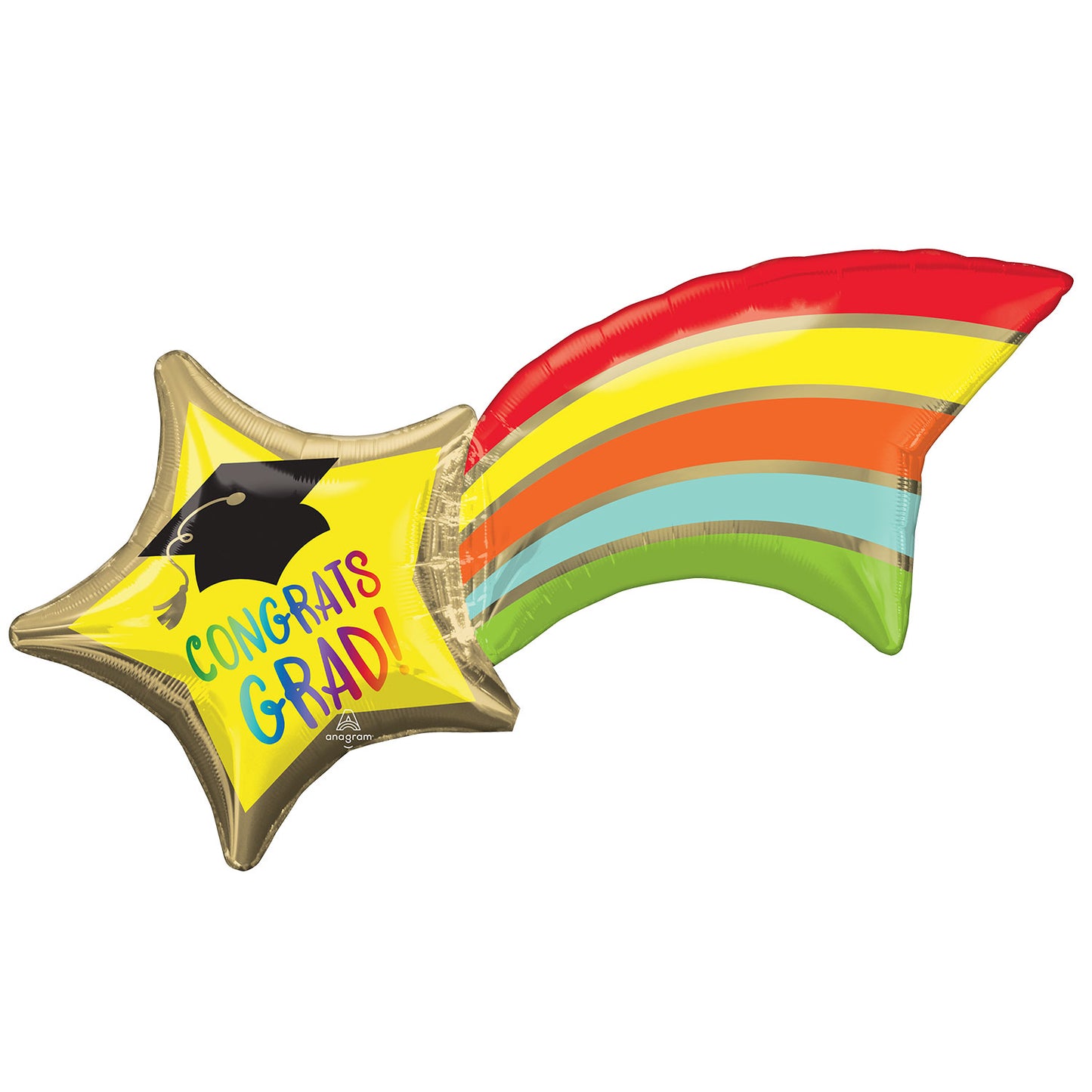 4276101 IP X5 - Rainbow Grad Shooting Star SuperShape Foil Balloons 27"/68cm x 22"/55cm P35 - 5 PC