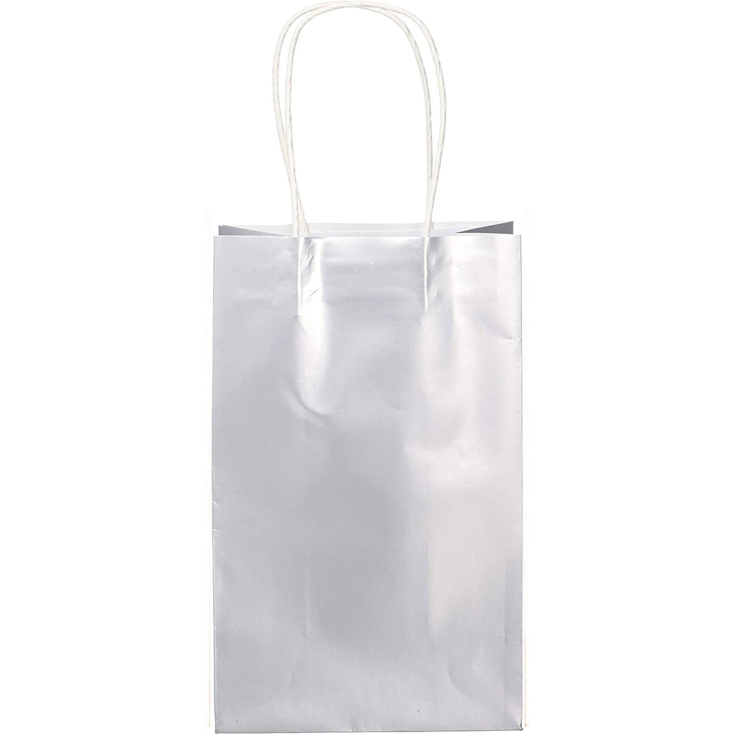 Metallic Silver Paper Loot Bags - 6 PKG/8