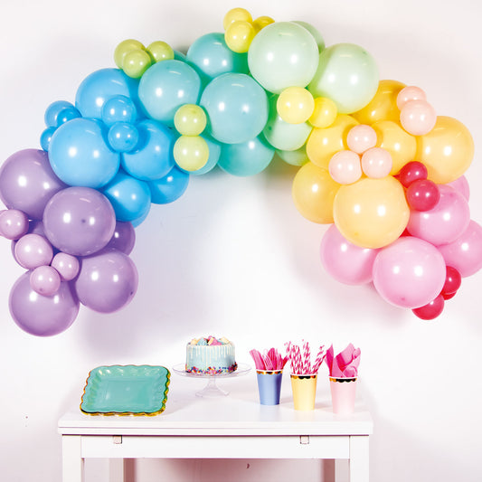 9909314 IP X4 - Pastel Rainbow DIY Garland Balloon Kits - 4 PKG/78