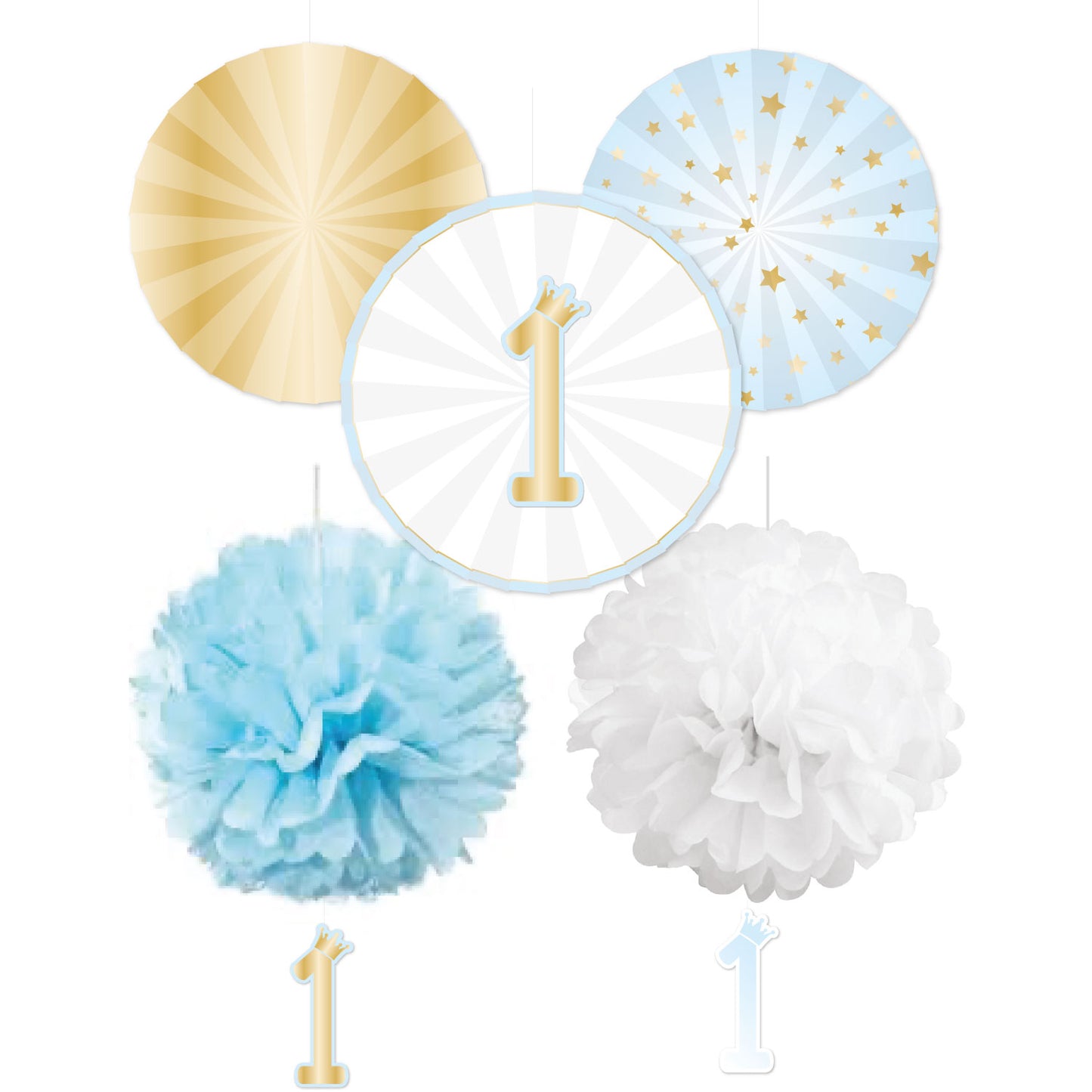 1st Birthday Blue Decoration Kits - 6 PKG/5